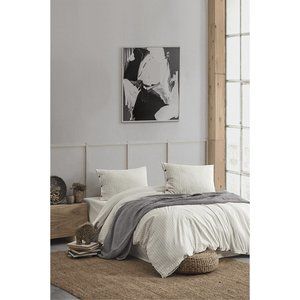 Easy Refine Brown Double Bed Washed Yarn-Dyed Duvet Set